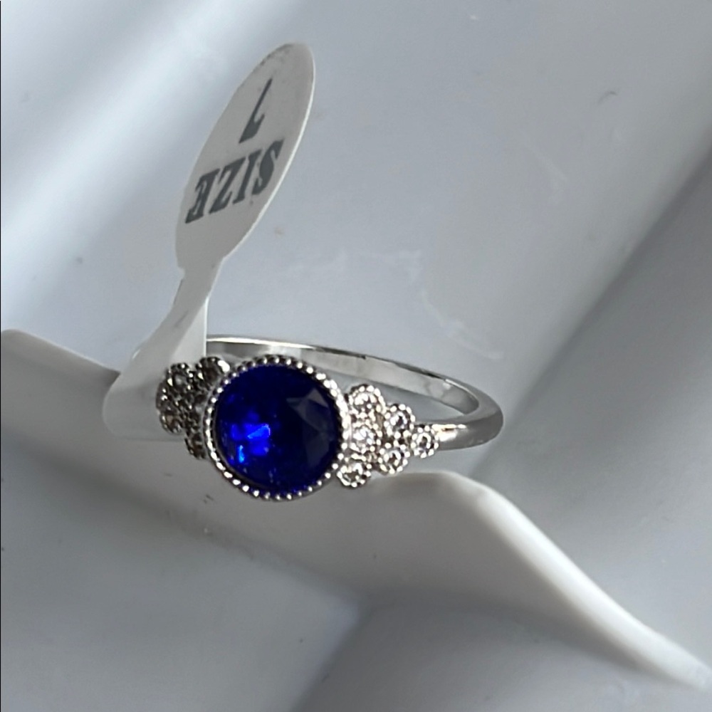 Faux Sapphire Crystal Ring sz7
